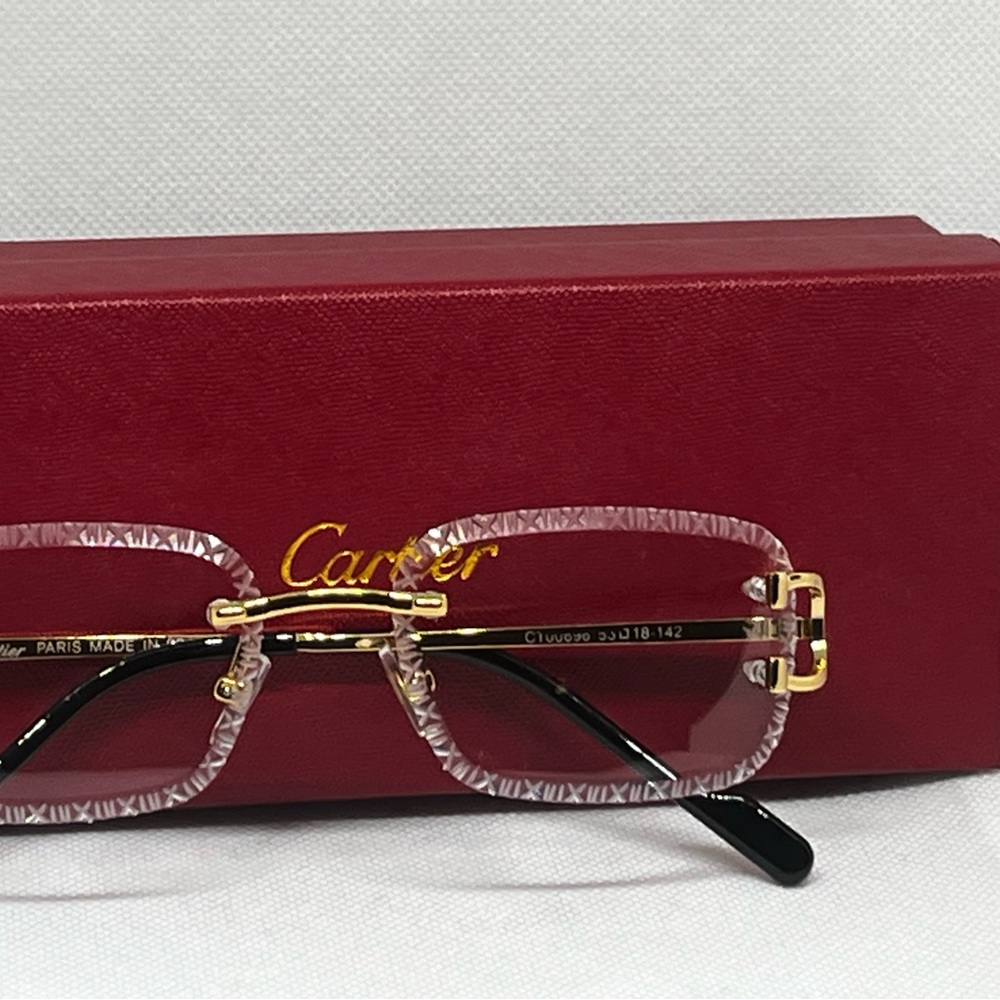Cartier Pink Rimless Gold Accent Glasses